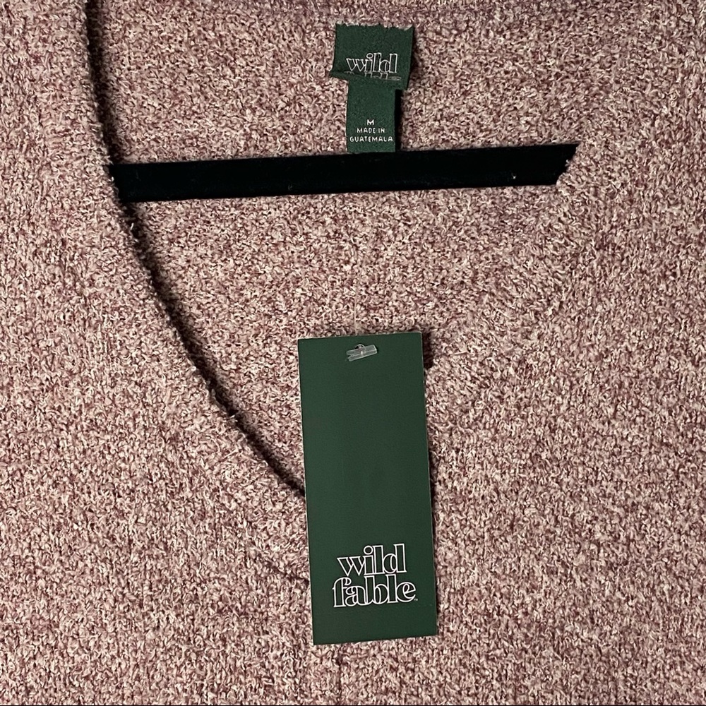 Wild Fable Cozy Pink V-Neck Sweater with Drawstring - Size Medium, NWT - Picture 5 of 7